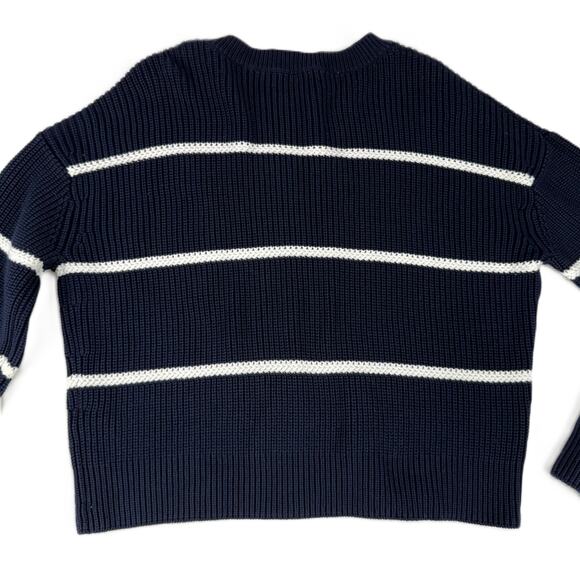 Vince Racked Rib Cotton Stripe in Coastal/Optic White Size L - Picture 2 of 9